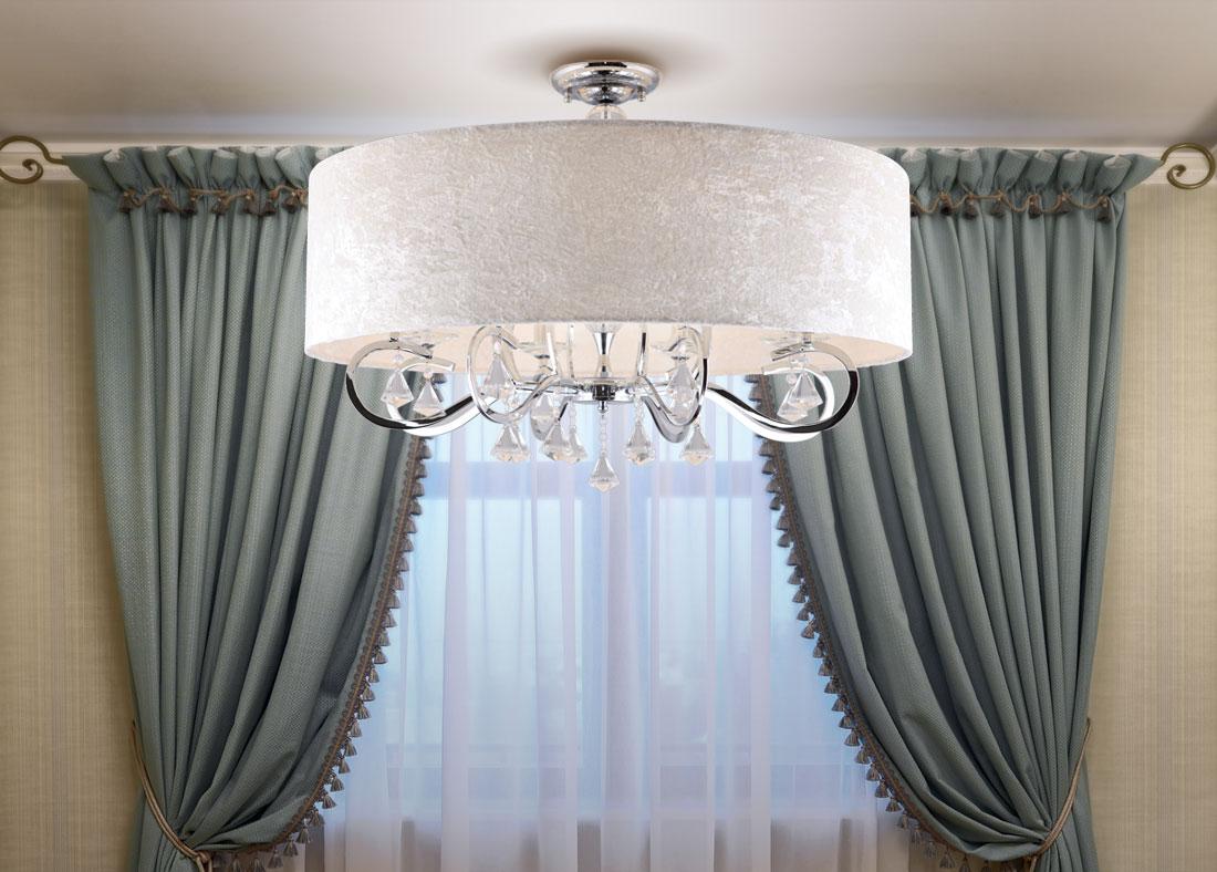 PLAFON LISSE klasyczny ze srebrną oprawą i szklanymi kryształami duży2