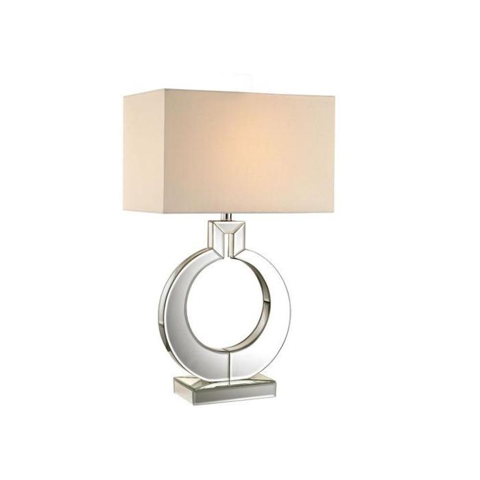 LAMPA STOŁOWA szklana podstawa z białym kloszem styl nowojorski