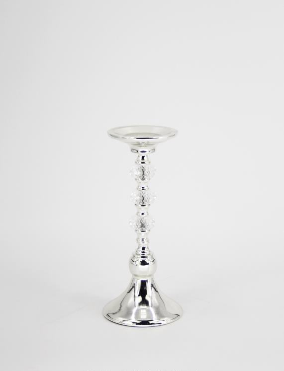 ŚWIECZNIK nowoczesny metalowo-szklany srebrny2