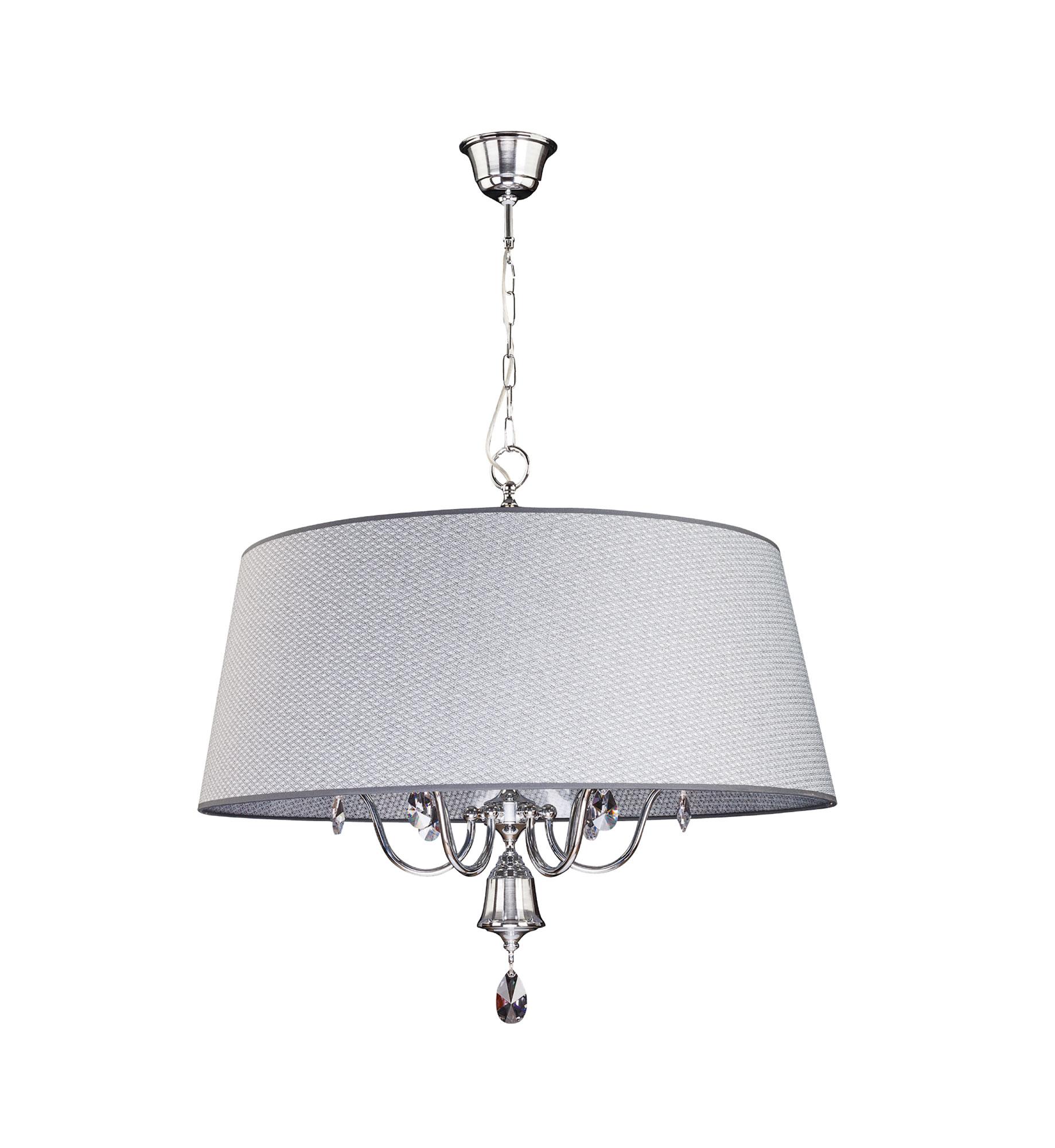 LAMPA WISZĄCA nowoczesna z szarym kloszem i chromowanym wykończeniem duża