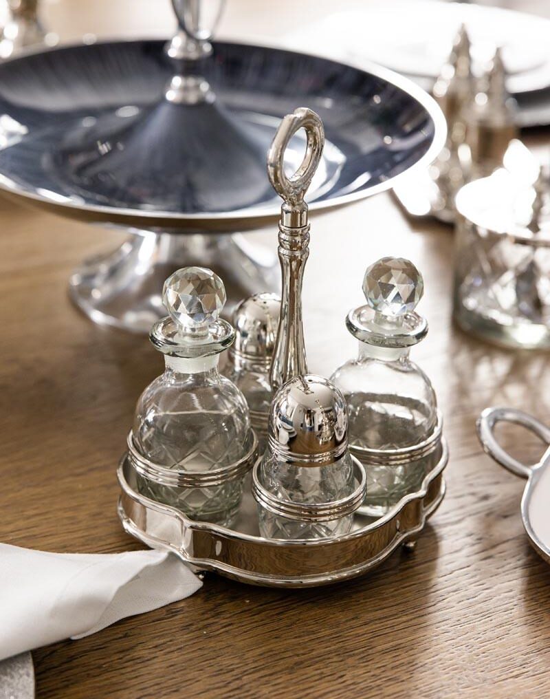 PRZYPRAWNIK z niklu, zestaw pojemników na stół