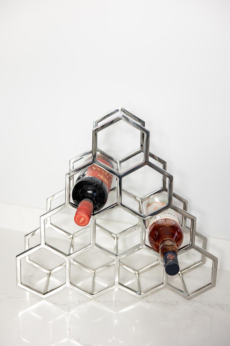 STOJAK NA WINO na 10 butelek srebrny2