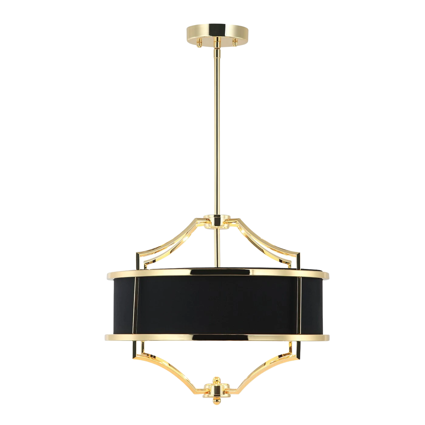 LAMPA WISZĄCA STESSO GOLD NERO S złota oprawa czarny klosz nowoczesna piękna