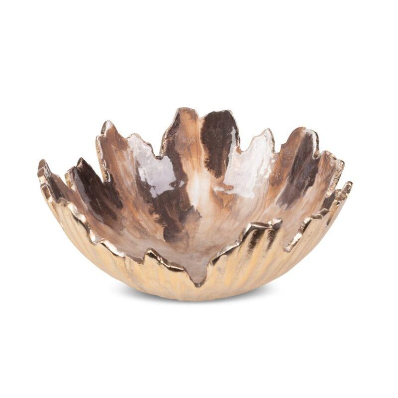 PATERA DEKORACYJNA FABIO brązowo-złota z metalu nowoczesna