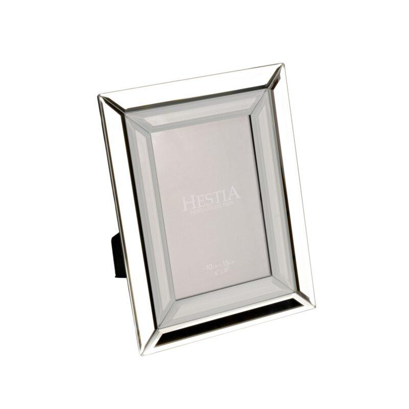 RAMKA NA ZDJĘCIA biało srebrna szklana 10x15 cm2