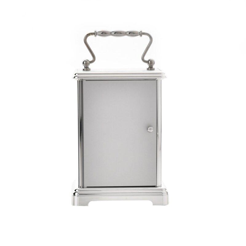 ZEGAR STOJĄCY metalowy srebrny z rączką klasyczny3