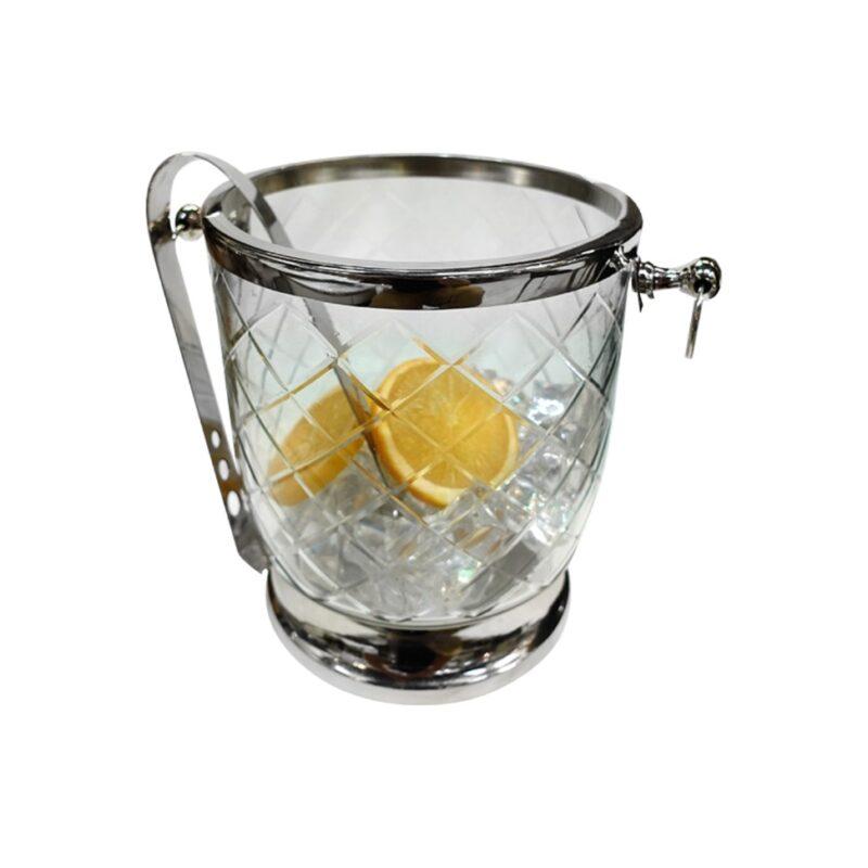 COOLER szklany ze srebrnymi elementami