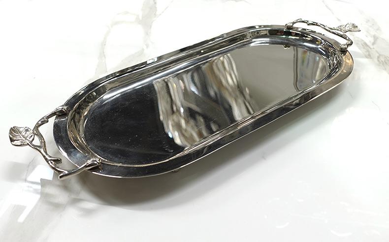 TACA metalowa srebrna podłużna klasyczna 2