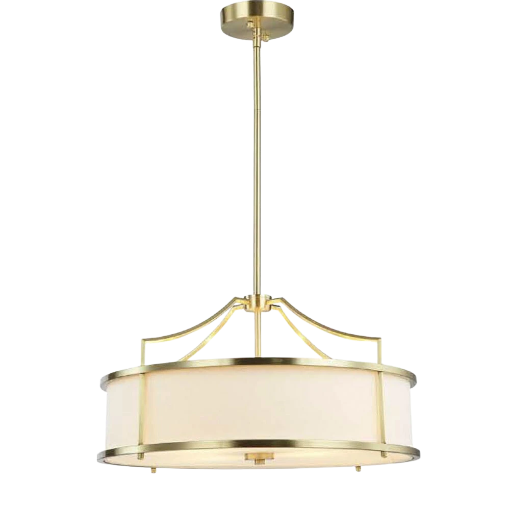 LAMPA WISZĄCA STANZA OLD GOLD M złota oprawa biały klosz nowoczesna glamour