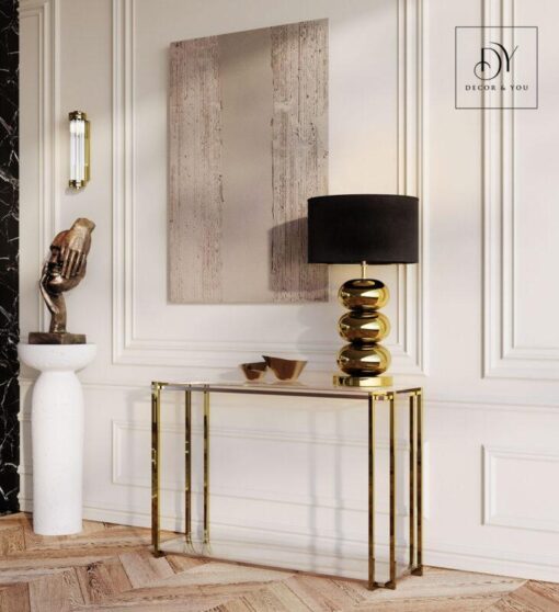 KONSOLE-Gold-Silber-Glas-Glanz-CINSET-VINCI-Gold-Kunst-Deko-Glanz