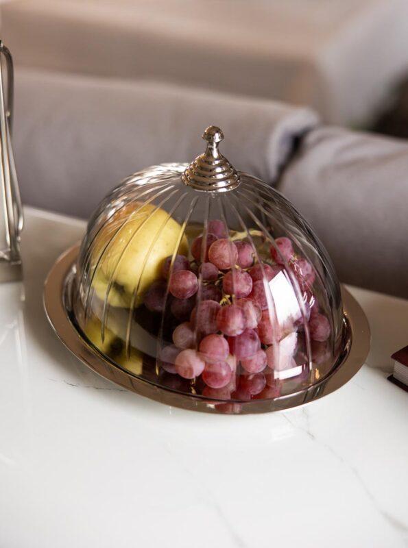 PATERA srebrna z niklu ze szklaną osłonką klasyczna