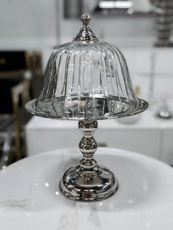 PATERA srebrna ze szklaną osłonką glamour