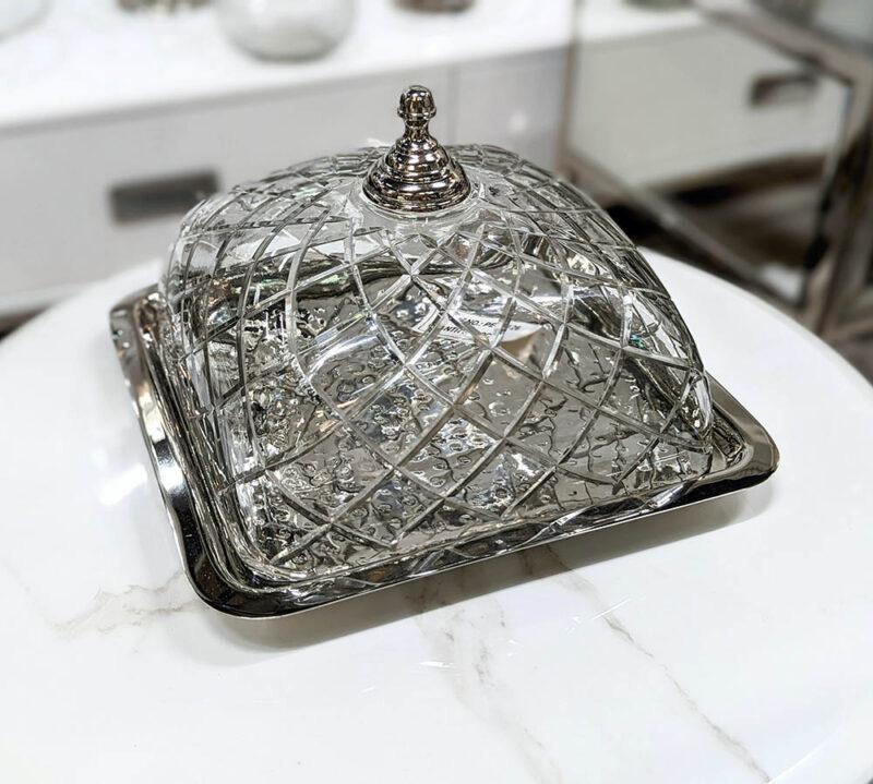 PATERA srebrna ze szklaną ozdobną osłonką klasyczna