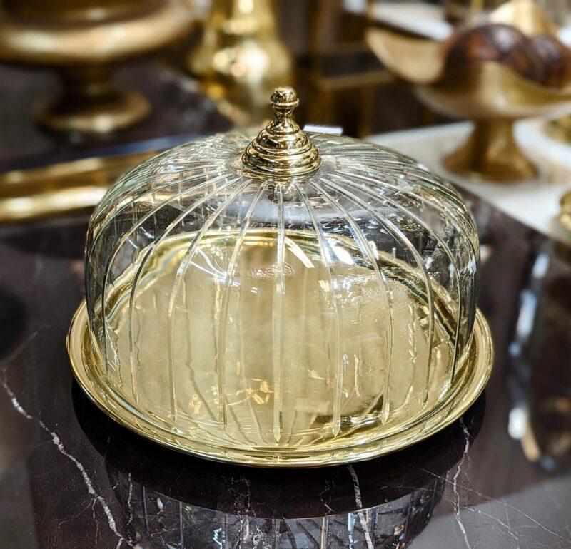 PATERA złota ze szklaną osłonką klasyczna