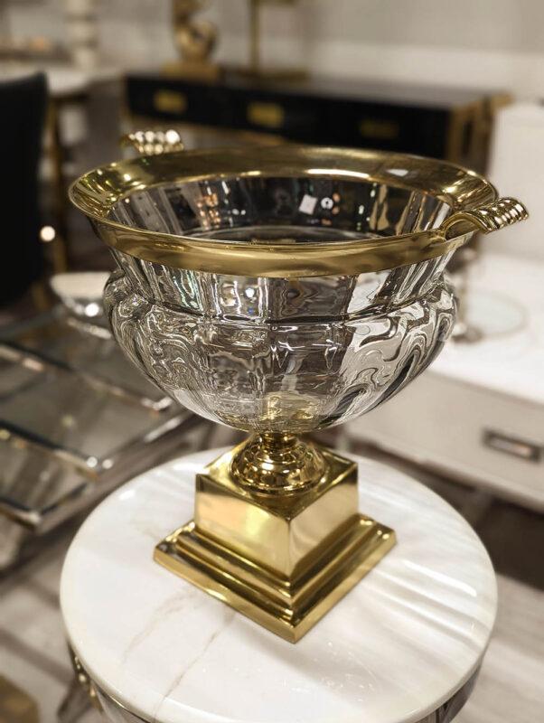 WAZON SZKLANY PUCHAR ze złotym detalem nowoczesny 2