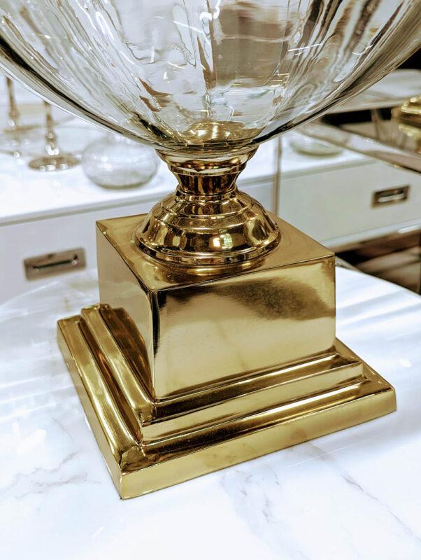 WAZON SZKLANY PUCHAR ze złotym detalem nowoczesny 3