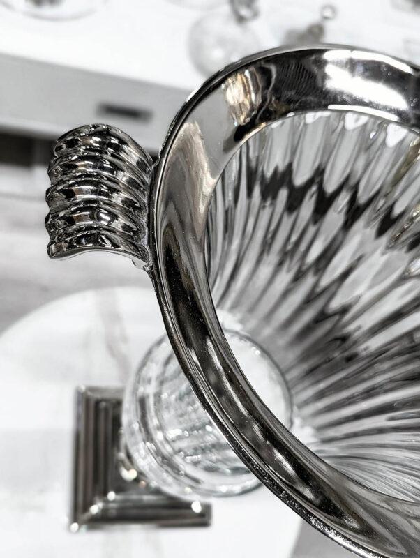 WAZON SZKLANY ze srebrnym detalem nowoczesny2