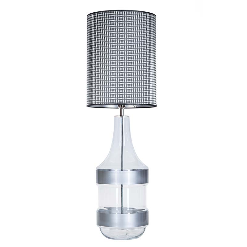 LAMPA STOŁOWA 4concepts Biaritz Srebrna Szklana Szaro Czarny Abażur