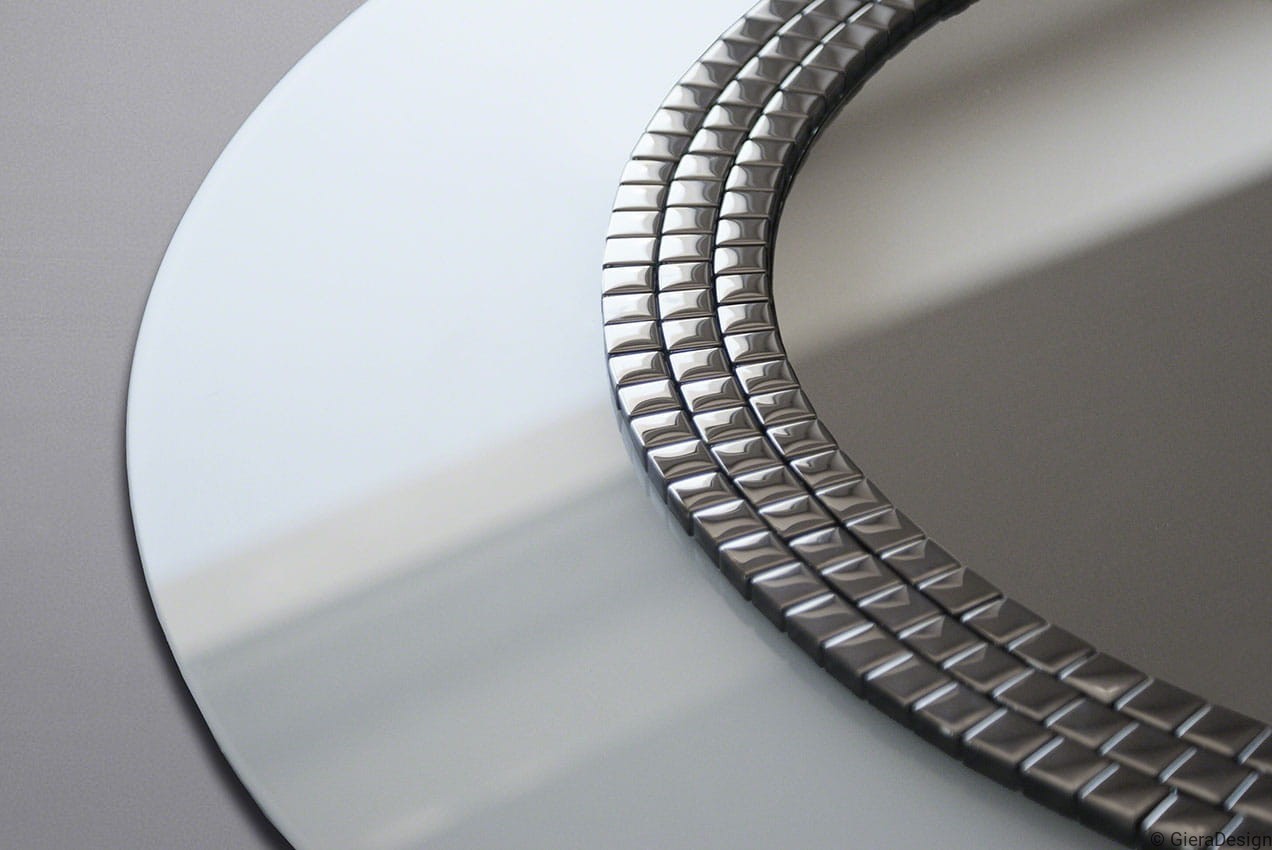 Lustro-Ścienne-Elegance-Białe-Okrągłe-Srebrna-Mozaika-Dekoracyjne