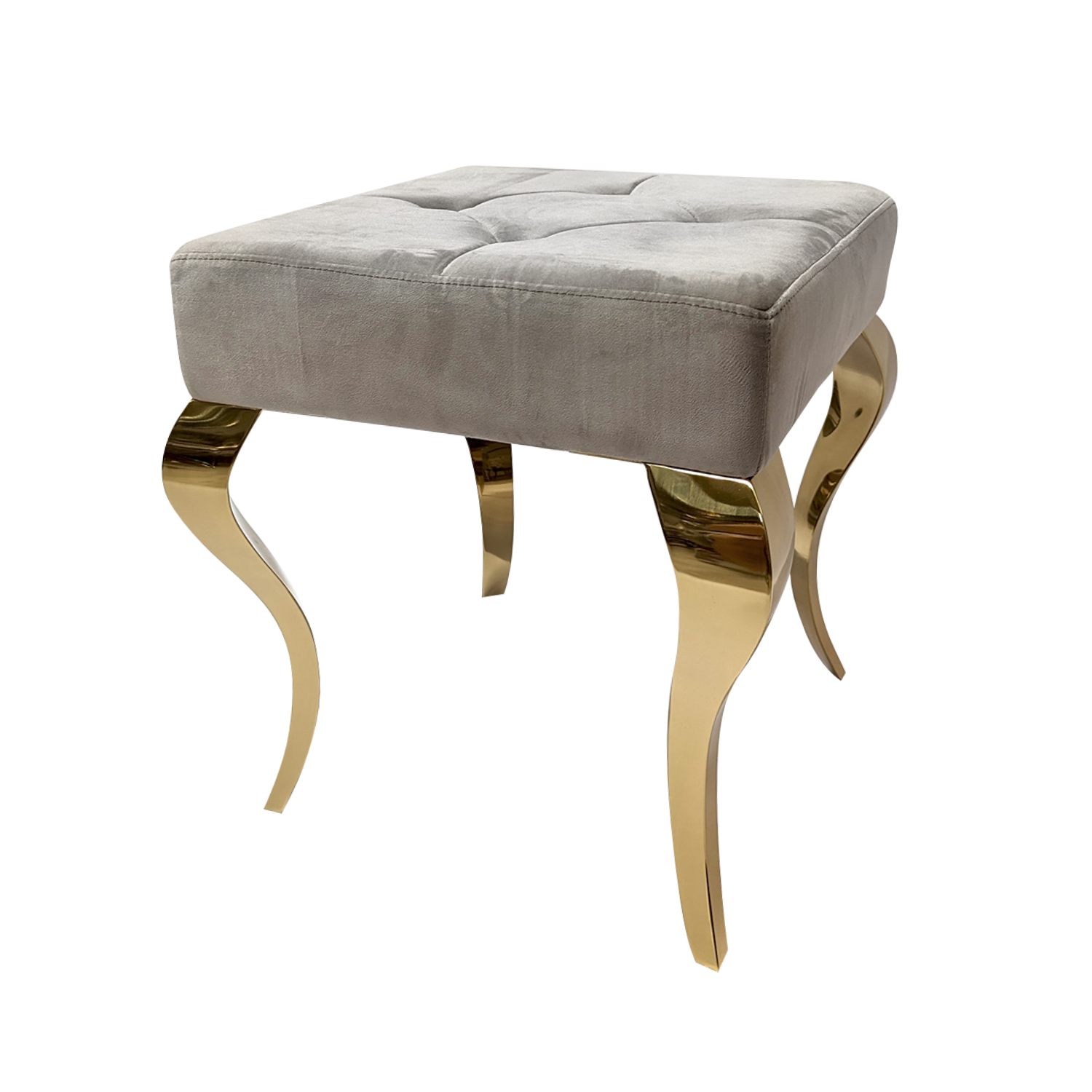 TABORET tapicerowany, pikowany, złote nogi, stal nierdzewna, glamour TABORET tapicerowany, pikowany, złote nogi, stal nierdzewna, glamour piękny