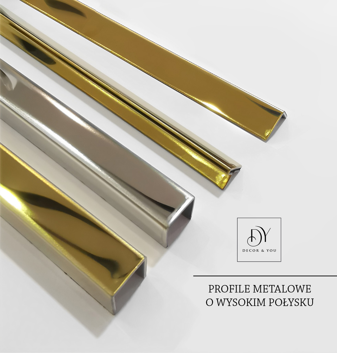 Hochglänzende Metallprofile Hochglänzende Metallprofile, glamourös, langlebig, schön