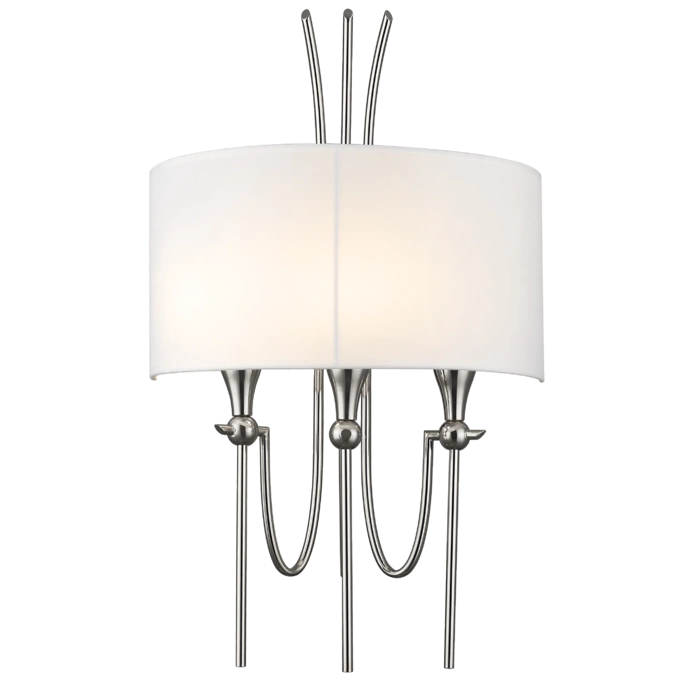 KINKIET Las Vegas biały abażur, niklowane wykończenie, styl glamour, piękny