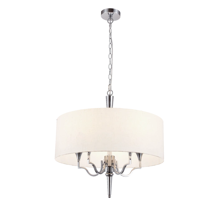 LAMPA WISZĄCA Washington okrągła, niklowane wykończenie, biały abażur, styl klasyczny, ekskluzywna