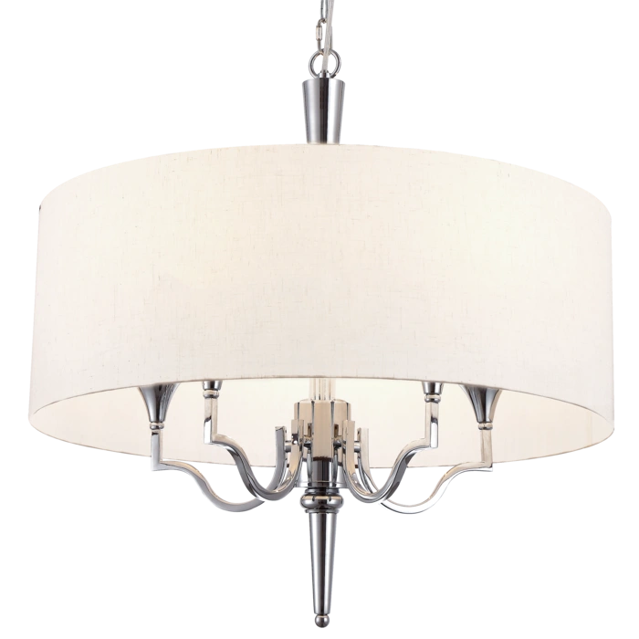 LAMPA WISZĄCA Washington okrągła, niklowane wykończenie, biały abażur, styl klasyczny, piękna