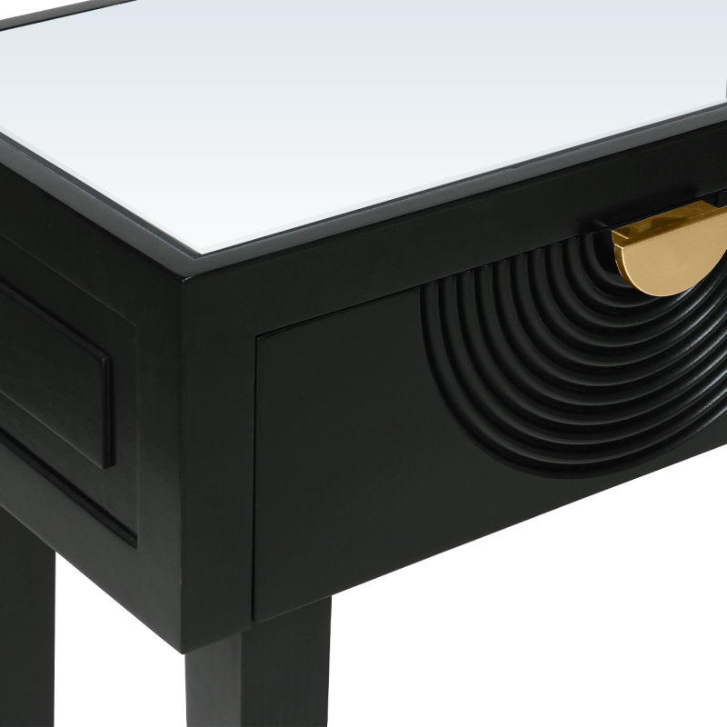 stolik-pomocniczy-czarny-styl-glamour-blat-lustrzany-dwie-szuflady1