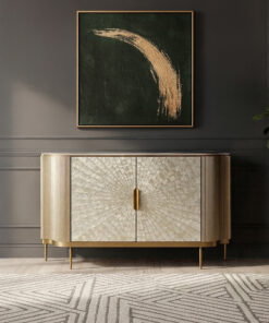 KOMODA szampańskie złoto, marmurowy blat, ryflowane fronty