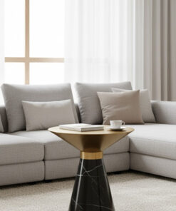 TABLET TABLE konischer Sockel, goldene Platte, moderner Stil