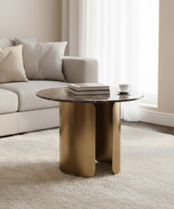 SECTIONAL TABLE Sockel aus Gold, Platte aus gesintertem Stein, modern