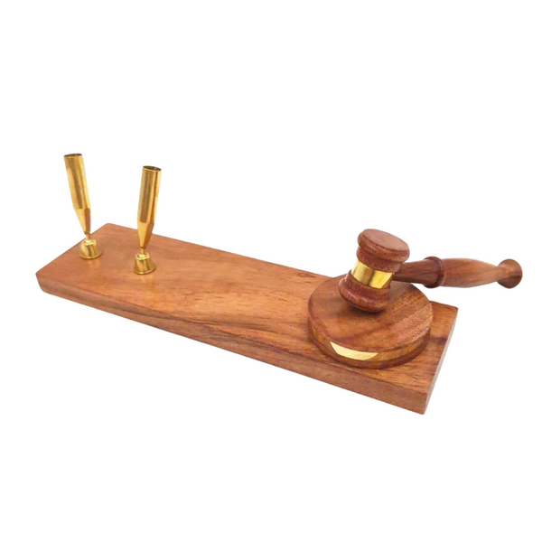DEKORATIVE FIGUR Holzhammer auf Sockel mit Stiftständer, Geschenk für Anwalt, schön DEKORATIVE FIGUR Holzhammer auf Sockel mit Stiftständer, Geschenk für Anwalt, schön