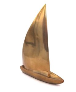 DEKORATIVE FIGUR eines großen Segelbootes in Gold, Aluminium, nautischer Stil