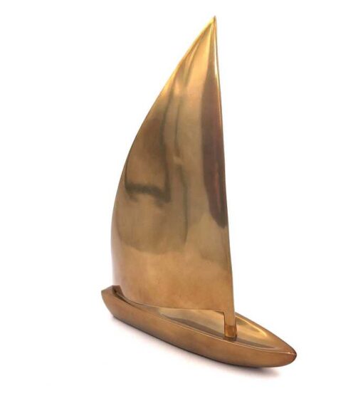 DEKORATIVE FIGUR eines großen Segelbootes in Gold, Aluminium, nautischer Stil