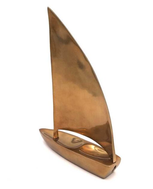 DEKORATIVE FIGUR eines großen Segelbootes in Gold, Aluminium, nautischer Stil, schön