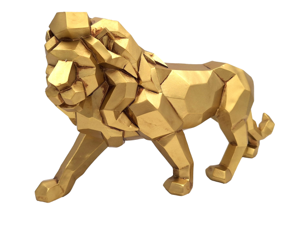 DEKORATIVE FIGUR großer goldener Löwe, geometrische Formen, moderner Glamour, schön DEKORATIVE FIGUR großer goldener Löwe, geometrische Formen, moderner Glamour, schön