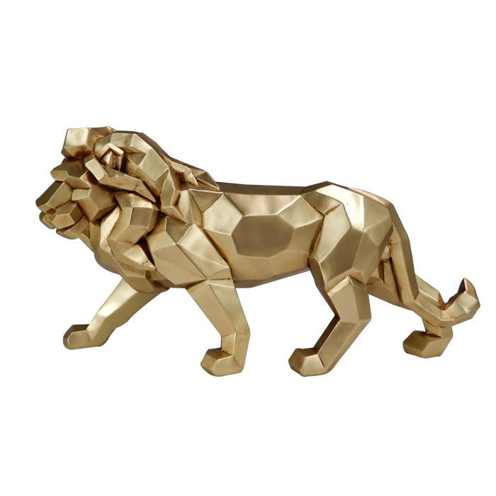 DEKORATIVE FIGUR großer goldener Löwe, geometrische Formen, moderner Glamour DEKORATIVE FIGUR großer goldener Löwe, geometrische Formen, moderner Glamour
