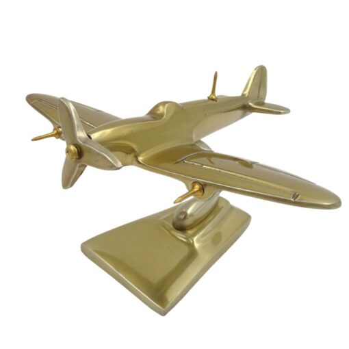 DEKORATIVFIGUR Spitfire Flugzeug, Aluminium, goldfarben, moderner Stil