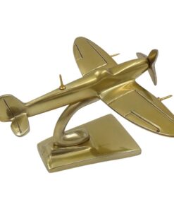 DEKORATIVE FIGUR eines Spitfire-Flugzeugs, Aluminium, goldfarben, moderner Stil, elegant