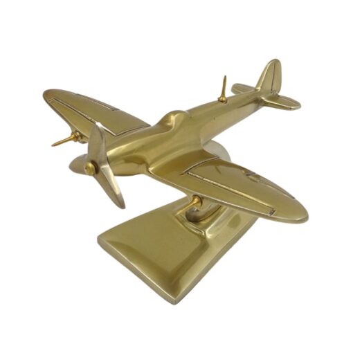 DEKORATIVE FIGUR eines Spitfire-Flugzeugs, Aluminium, goldfarben, moderner Stil, einzigartig