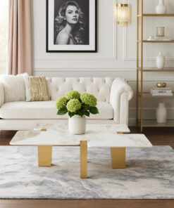 SESSEL mit Armlehnen, goldenes Gestell, cremefarbener Sitz, Glamour-Stil